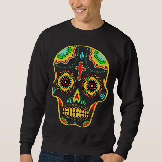 Zuckerschädel Vollfarbe Sweatshirt (Vorderseite)