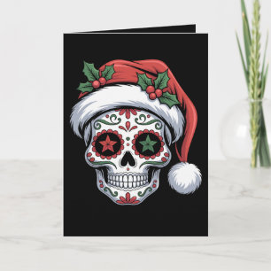 Zuckerschädel Weihnachten Santa Hut Tag der Toten Karte