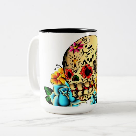 Zuckerschädel Zweifarbige Tasse (Vorderseite Links)