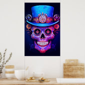 Zuckerschädelbilder cooler Typ mit Zylinder an ein Poster (Küche)