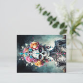 Zuckerschädelcalaveras Santa Muerte Blume Postkarte (Stehend Vorderseite)