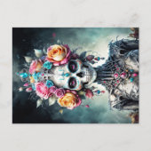 Zuckerschädelcalaveras Santa Muerte Blume Postkarte (Vorderseite)