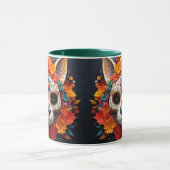 Zuckerschädelkatze mit Blume Tasse (Zentrum)