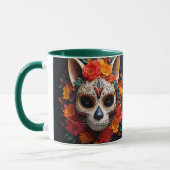Zuckerschädelkatze mit Blume Tasse (Links)
