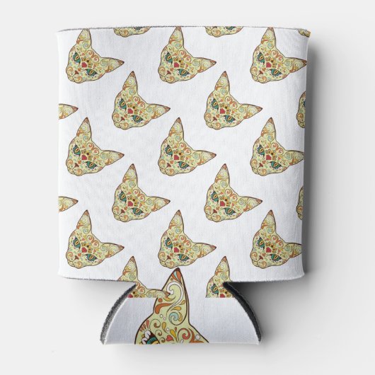 Zuckerschädelkatze - Tattoo-Design Dosenkühler (Vorderseite)
