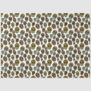 Zuckerschädelkunst - Traditionelles Muster (weiß) Seidenpapier