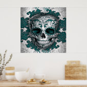 Zuckerschädelplakat Aquamarin Poster (Küche)