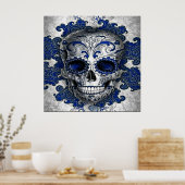 Zuckerschädelplakat in blau poster (Küche)