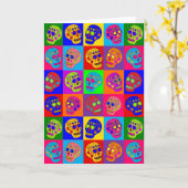 Zuckerschädelquadrate Karte (Gelbe Blume)