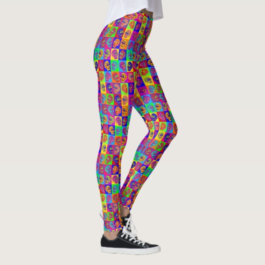 Zuckerschädelquadrate Leggings (Rechts)