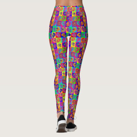 Zuckerschädelquadrate Leggings (Rückseite)