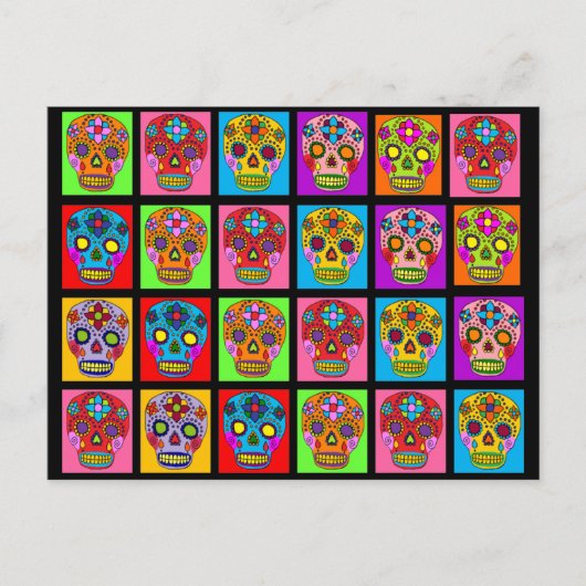 Zuckerschädelquadrate Postkarte (Vorderseite)