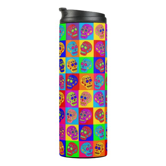 Zuckerschädelquadrate Thermosbecher (Nach rechts gedreht)