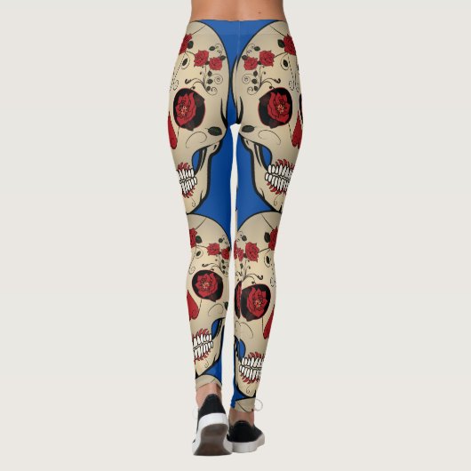 Zuckerschädelsäge - Rose Zuckerkulturdesign Leggings (Rückseite)