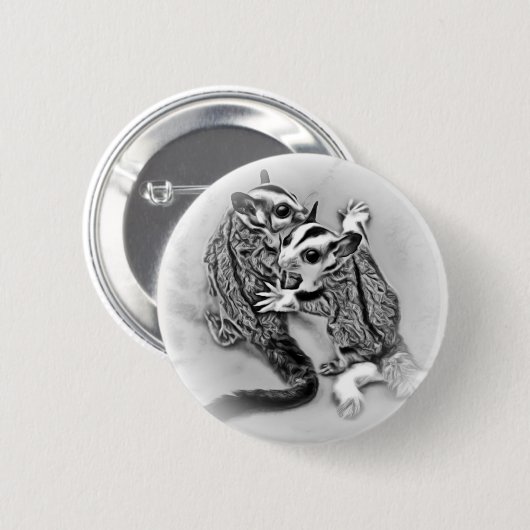 Zuckersegelflugzeug Joeys Schwarzes u. Weiß Button (Vorne & Hinten)