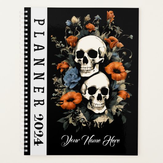 Zuckerskullen Schwarz 2024 Blumenzauber Jahr Planer (Vorderseite)