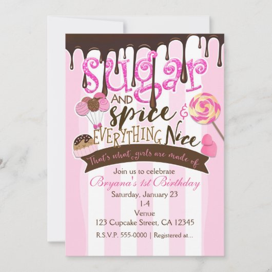 ZUCKERSPICE ALLES SCHÖNE Party Einladungen (Vorderseite)