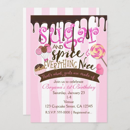 ZUCKERSPICE ALLES SCHÖNE Party Einladungen (Vorne/Hinten)
