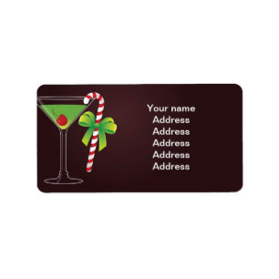 Zuckerstange-Cocktail-Weihnachten Adressaufkleber