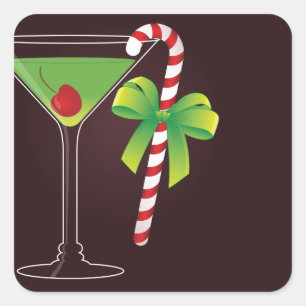 Zuckerstange-Cocktail-Weihnachten Quadratischer Aufkleber