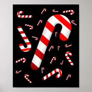 Zuckerstange Fröhlich und hellrot und weiße Süßigk Poster