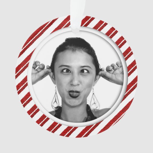 Zuckerstange-gestreifte Foto-Rahmen-Verzierung Ornament (Vorderseite)