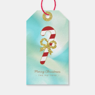 Zuckerstange Grüne Pastel und Gold Geschenkanhänger