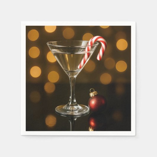 Zuckerstange in einem Weihnachts-Martini Serviette (Vorderseite)