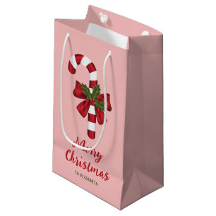 Zuckerstange mit Schleife und Weihnachts-Stechpalm Kleine Geschenktüte