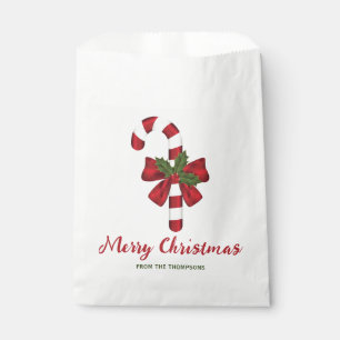 Zuckerstange mit Schleife und Weihnachtsholly & Te Geschenktütchen