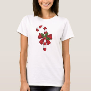Zuckerstange mit Schleife und Weihnachtsteufel T-Shirt
