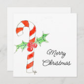 Zuckerstange mit Stechpalme Feiertagskarte (Vorne/Hinten)