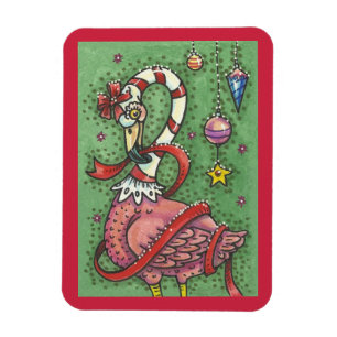 ZUCKERSTANGE ROSA FLAMINGO WEIHNACHTEN MAGNET