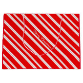 Zuckerstange-rotes Weiß Stripes frohe Weihnachten! Große Geschenktüte (Vorderseite)