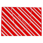 Zuckerstange-rotes Weiß Stripes frohe Weihnachten! Große Geschenktüte (Rückseite)
