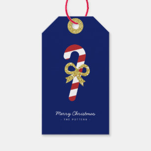 Zuckerstange Spaß Weihnachten Blau & Gold Geschenkanhänger