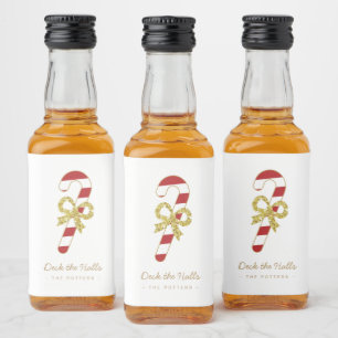Zuckerstange   Spaß Weihnachten Weiß & Gold Alkoholflaschenetikett