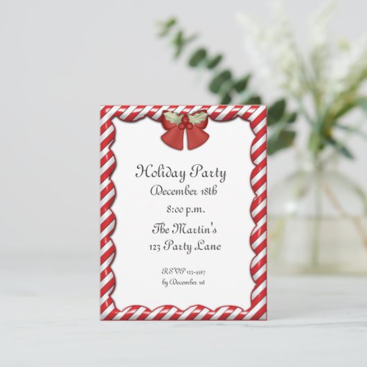 Zuckerstange Stripes Einladung (Stehend Vorderseite)