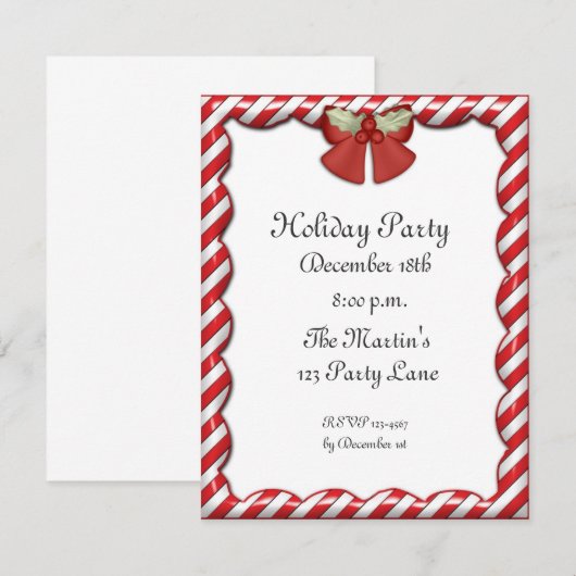 Zuckerstange Stripes Einladung (Vorne/Hinten)