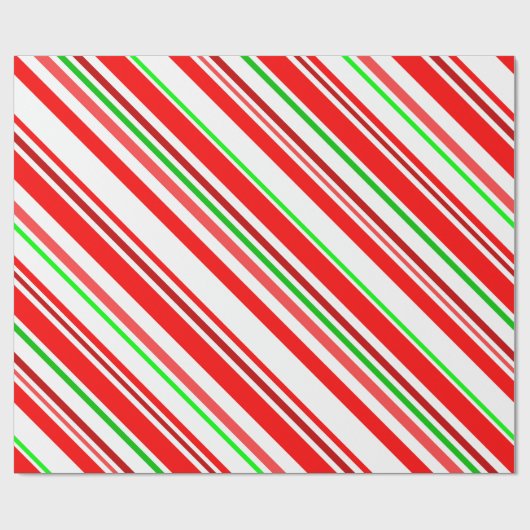 Zuckerstange Stripes rotes weißes grünes Geschenkpapier (Flach)