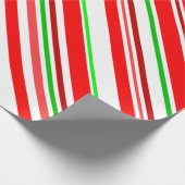 Zuckerstange Stripes rotes weißes grünes Geschenkpapier (Ecke)