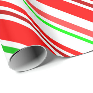 Zuckerstange Stripes rotes weißes grünes Geschenkpapier