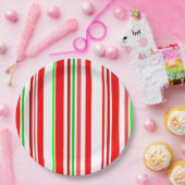 Zuckerstange Stripes rotes weißes grünes Pappteller (Party)