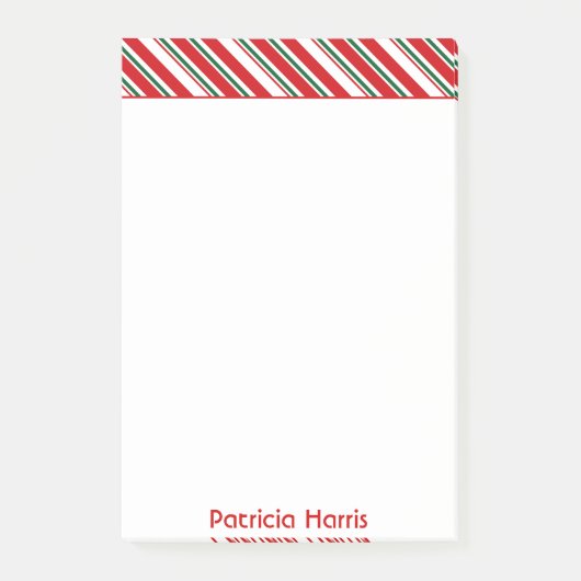 Zuckerstange Stripes | Weihnachten Post-it Klebezettel (Vorderseite)