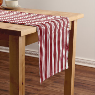Zuckerstange Stripes weißes Rot Kurzer Tischläufer