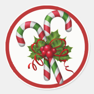 Zuckerstange-Weihnachtsaufkleber Runder Aufkleber