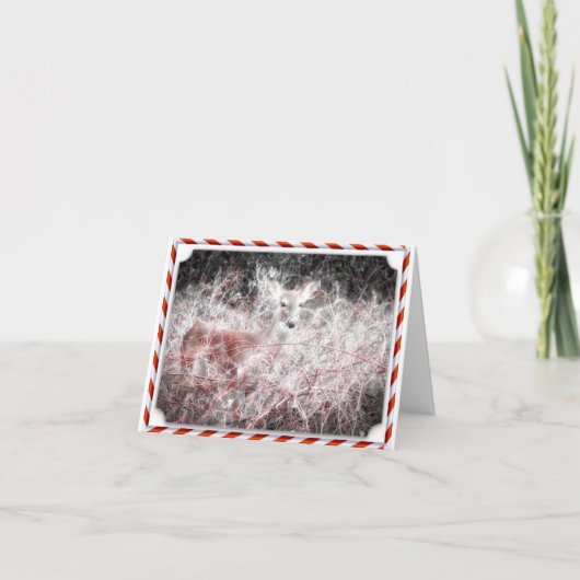 Zuckerstange-Weihnachtsrotwild-Feiertags-Karte Feiertagskarte (Vorderseite)