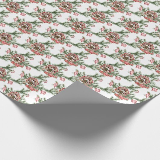 Zuckerstangehaus, Poinsettia, roter Flitter, Geschenkpapier (Ecke)