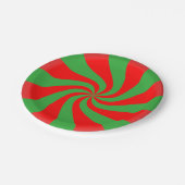 Zuckerstangemuster rot und grün pappteller (Schrägansicht)