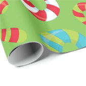 Zuckerstangen auf grünem Feiertags-Packpapier Geschenkpapier (Rolleneckpunkt)